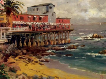 view arles irises foreground Painting - A View From Cannery Row Monterey Thomas Kinkade